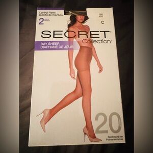SECRET COLLECTION Day Sheer Pantyhose 2 pairs BEIGE size C NWT